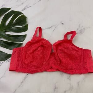 Torrid Curve Lace Underwire Bra Size 46 C Coral Pink Full Coverage